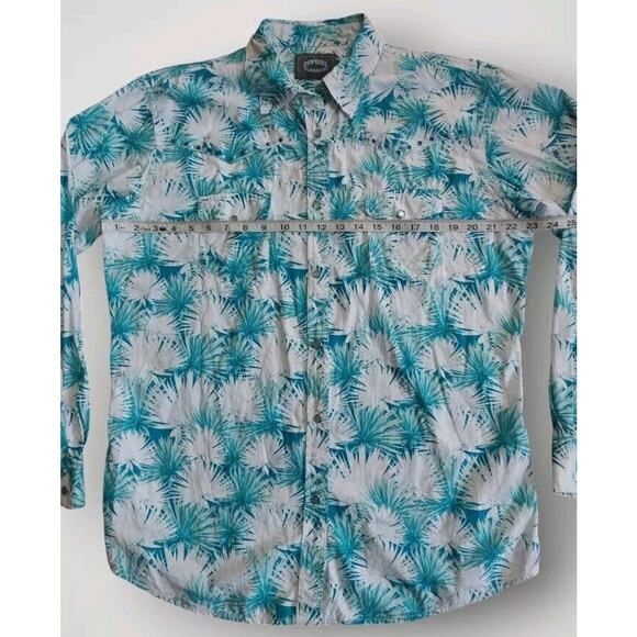 Teal/White Pearl Snap Cowgirl Hardware Top - Picture 5 of 7